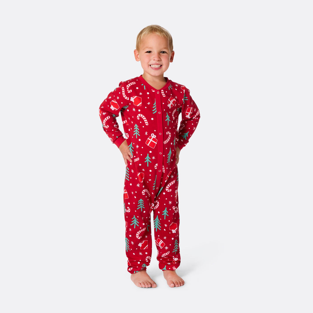 Rode Kerstpatroon Overall Kerstpyjama voor Kinderen