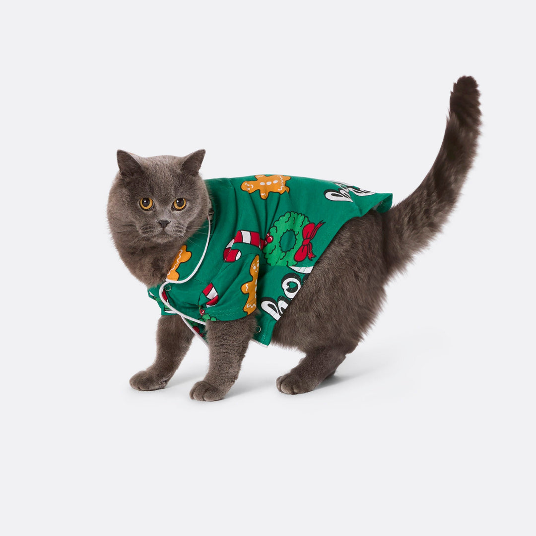 Groene Hohoho Kerstpyjama voor Katten
