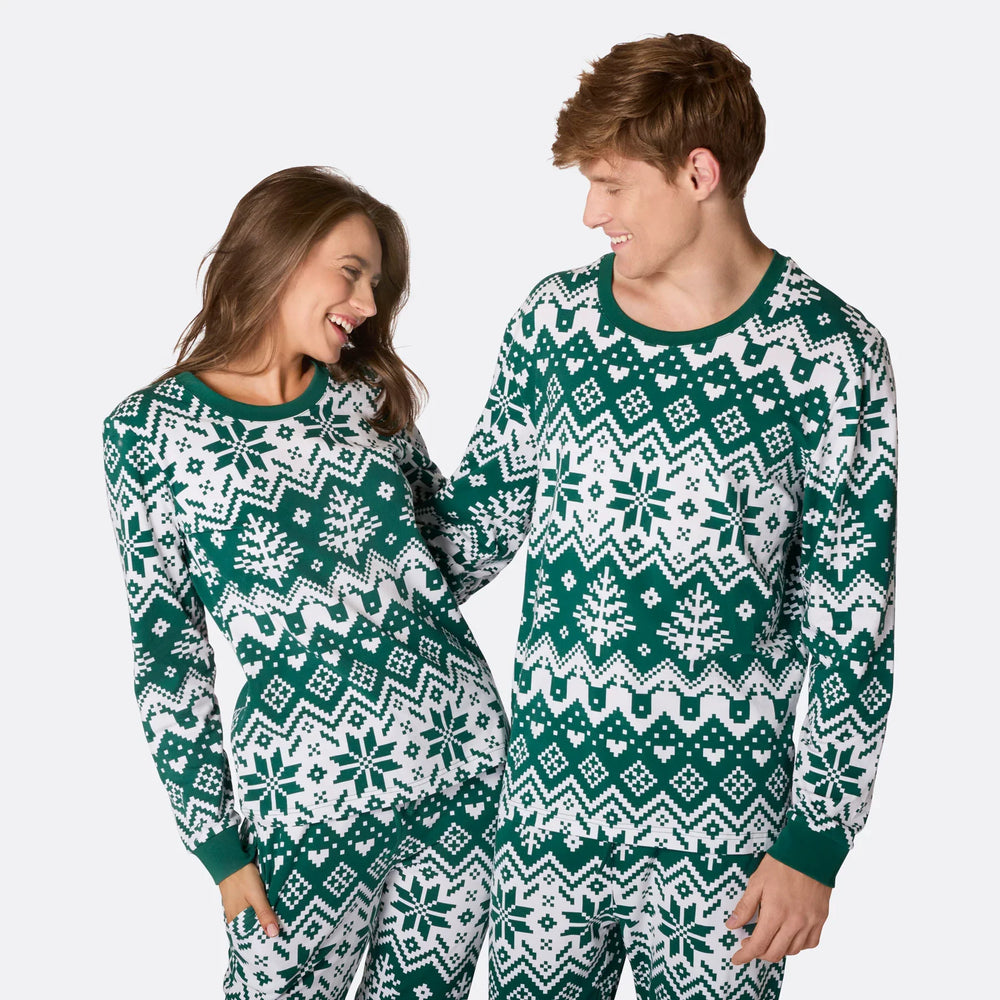 Groene Gebreide Kerstpyjama's Gezin