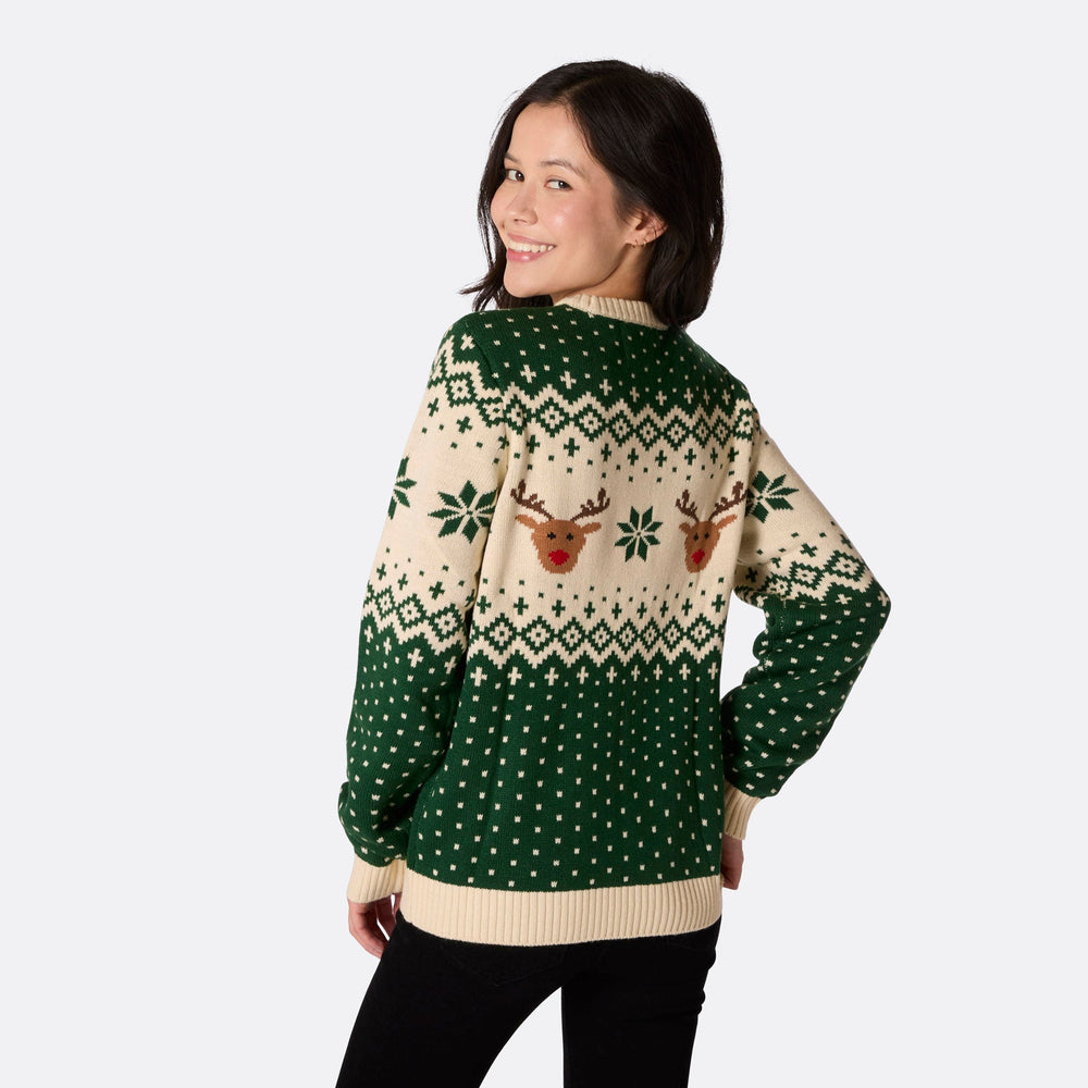 Groene Retro Rendier Kersttrui Dames