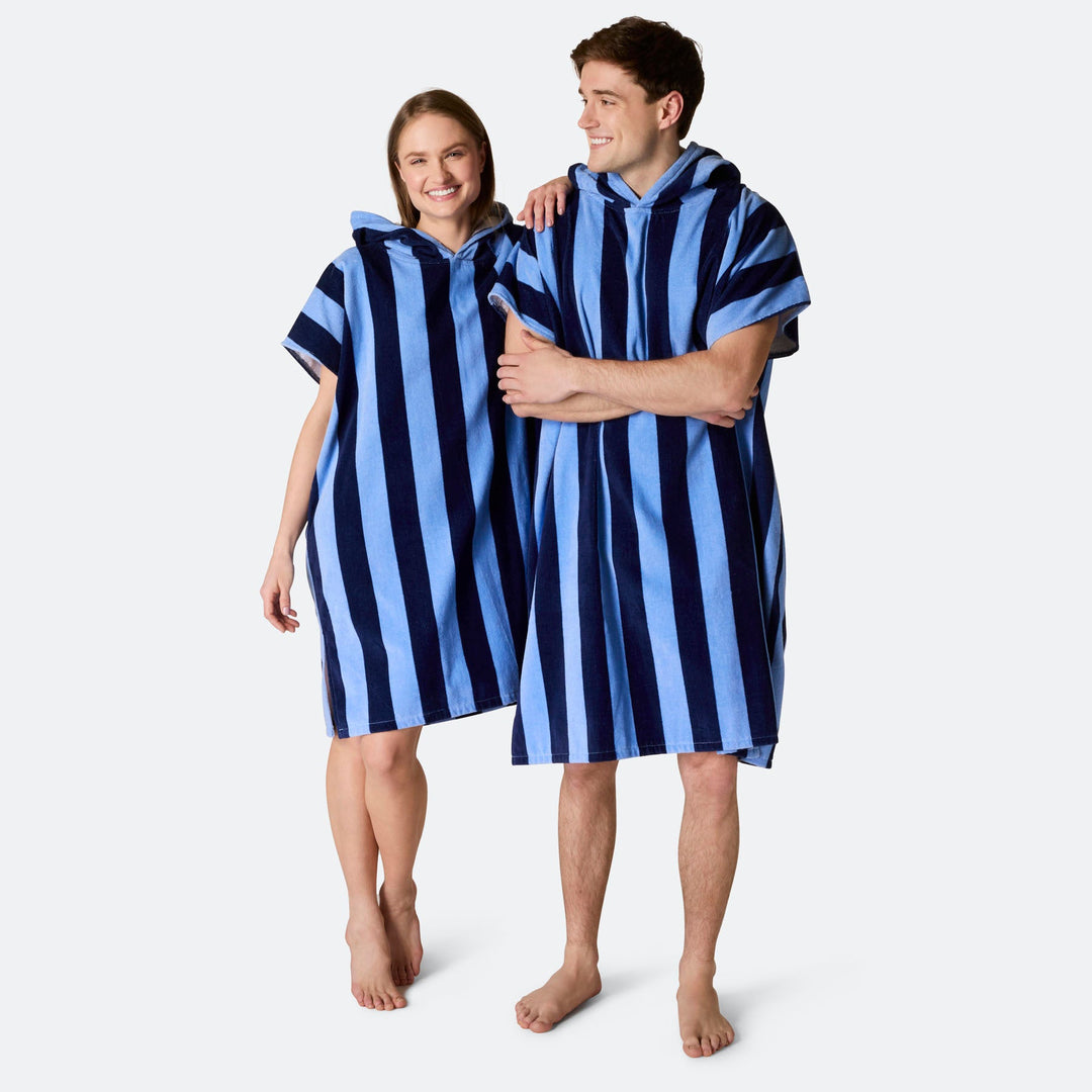 Blauw Gestreept Surf Poncho