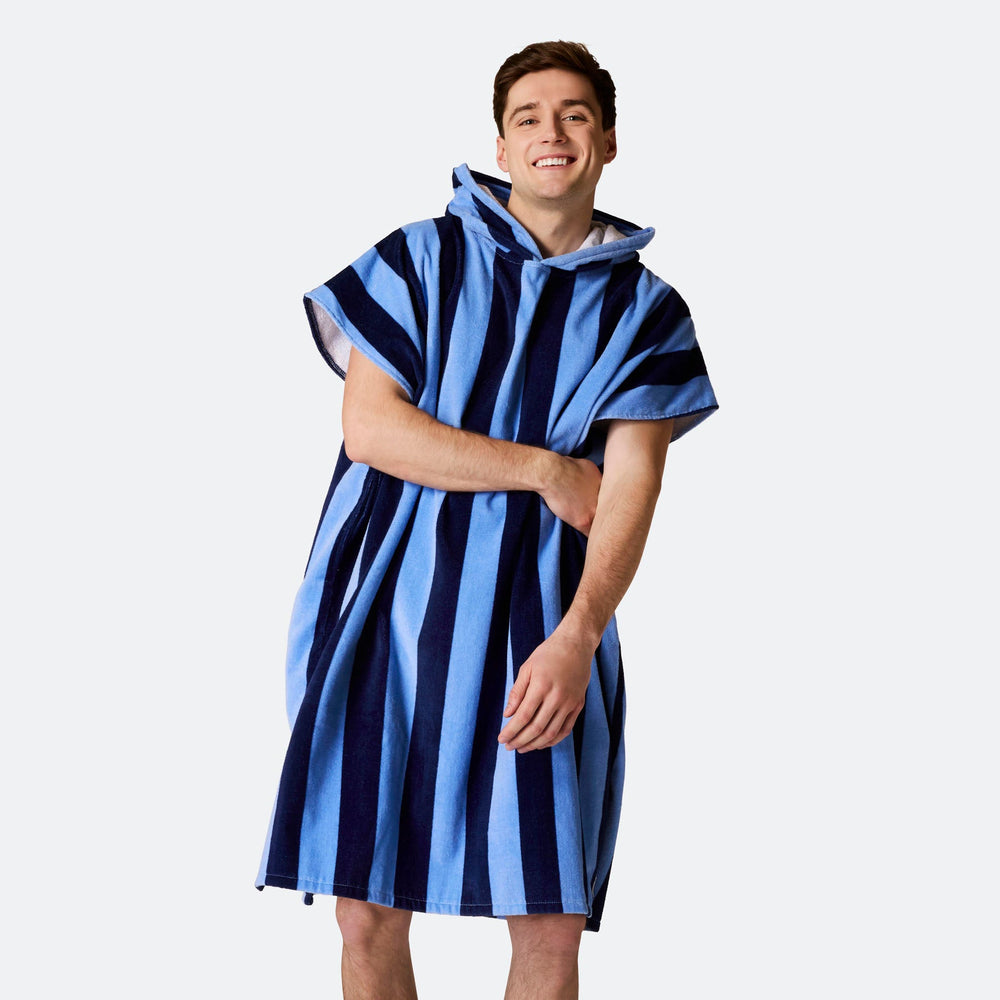 Blauw Gestreept Surf Poncho