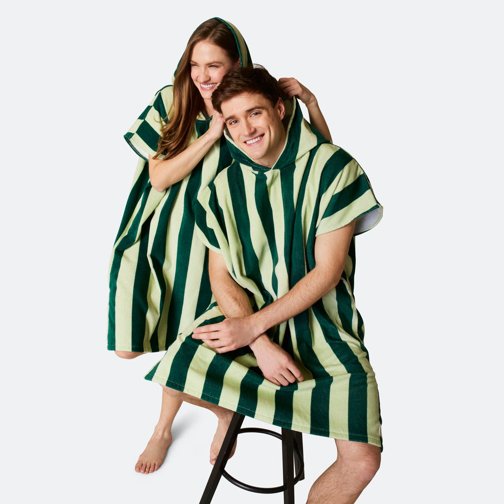 Groen Gestreept Surf Poncho