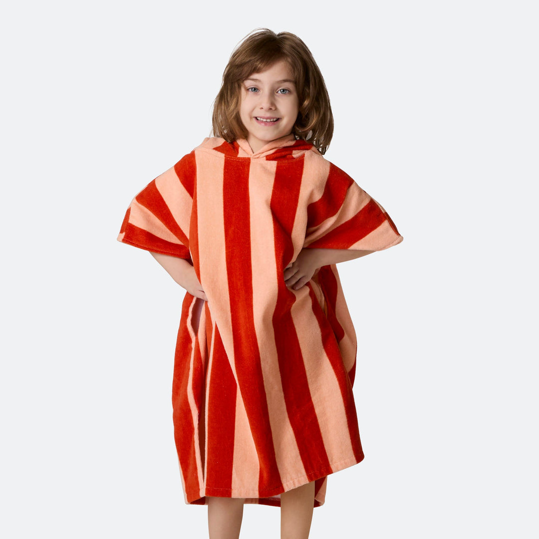 Rood Gestreept Surf Poncho Voor Kinderen