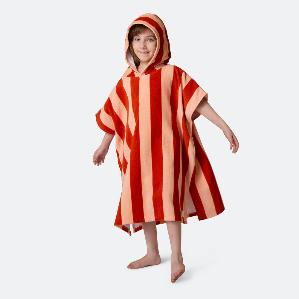 Rood Gestreept Surf Poncho Voor Kinderen
