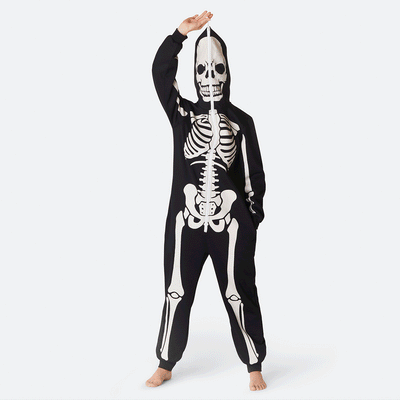 SillySanta - Halloween Skelet Onesie Dames