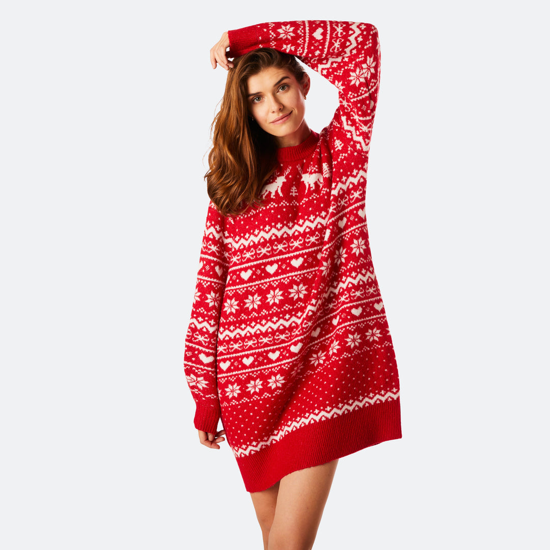 Rode Oversized Kerstjurk Dames