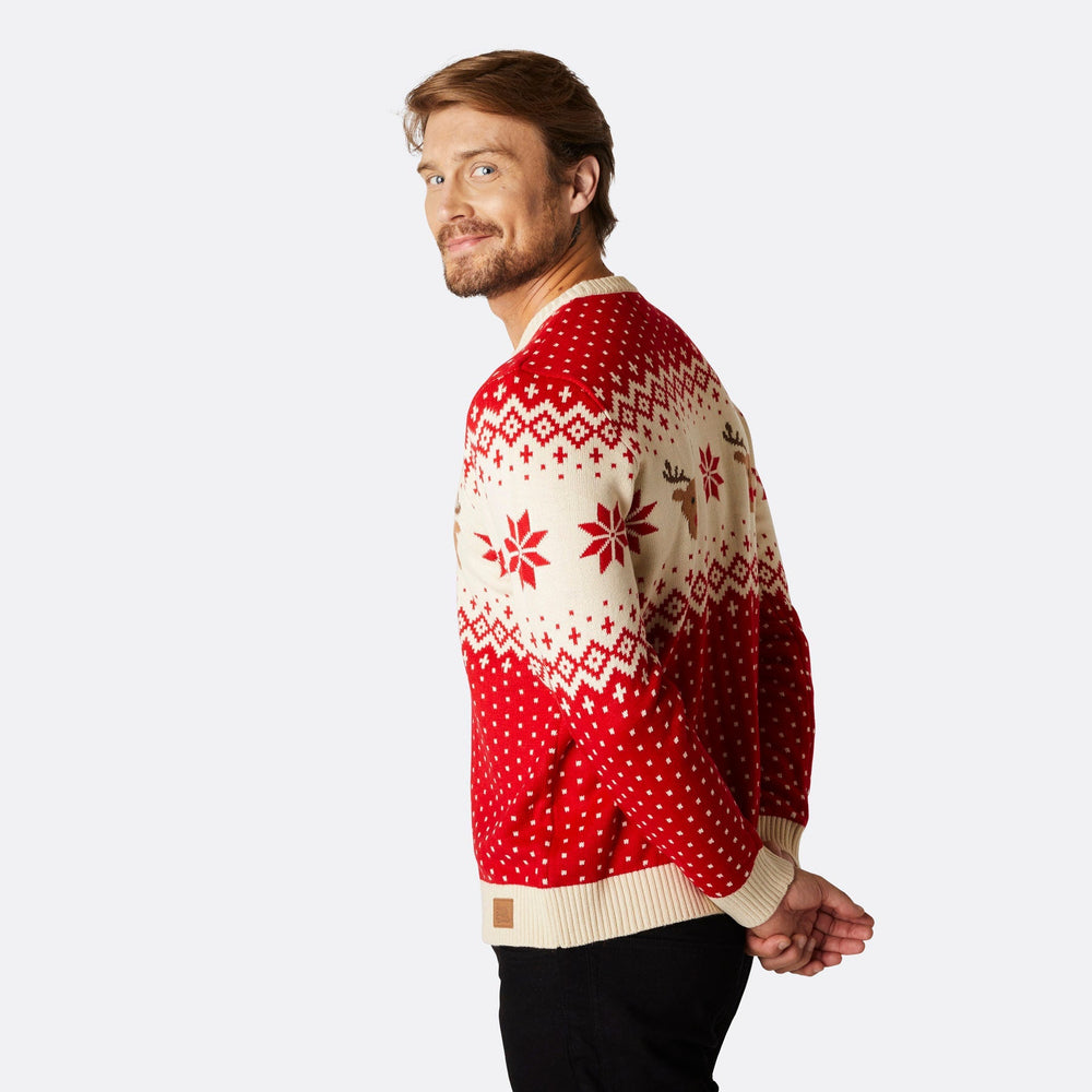 Rode Retro Rendier Kersttrui Heren