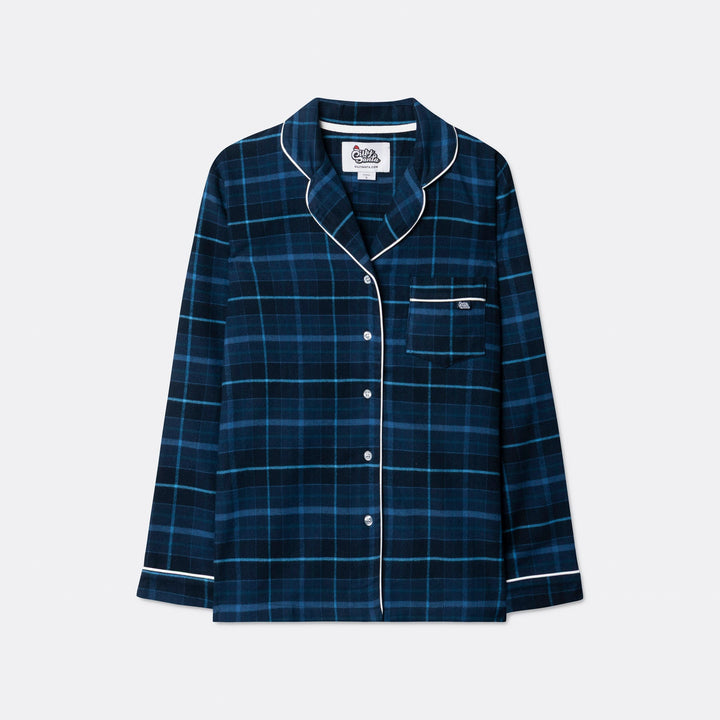 Blauwe Flanellen Kerstpyjama Voor Kinderen