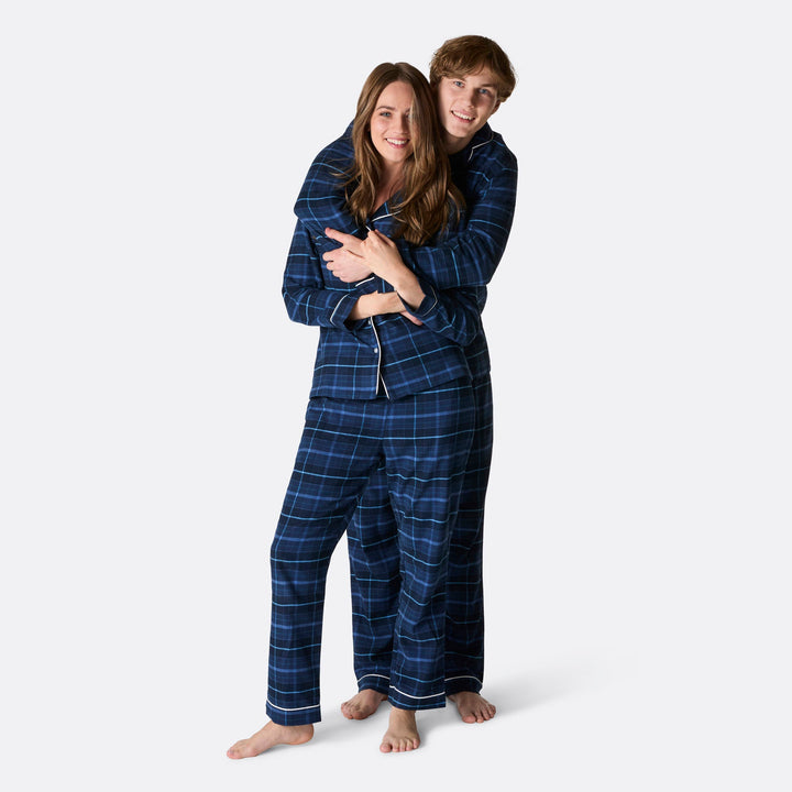 Blauwe Flanellen Kerstpyjama Heren