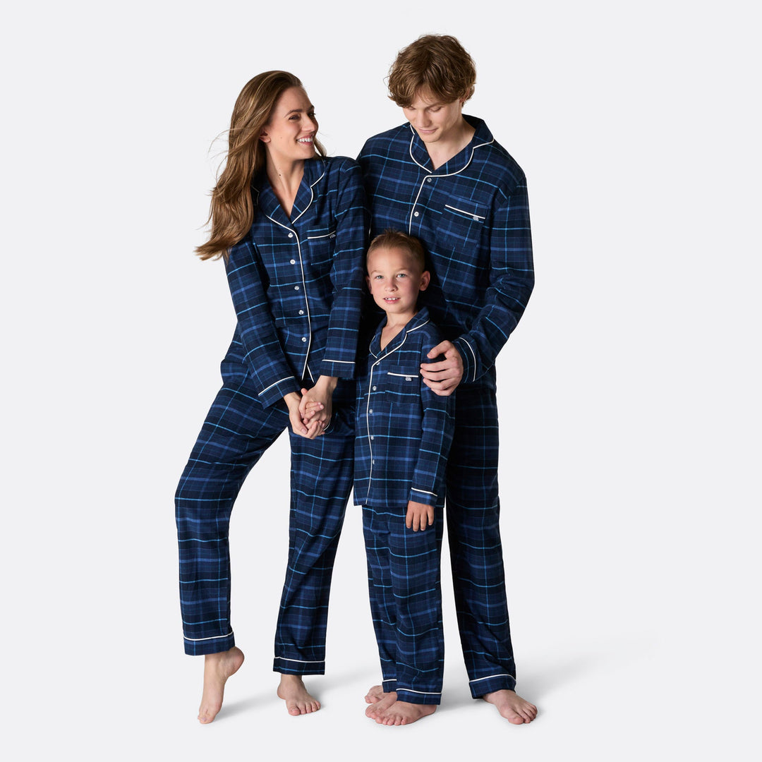 Blauwe Flanellen Kerstpyjama Dames