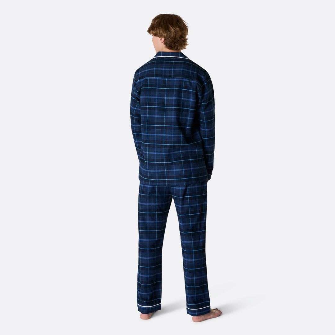 Blauwe Flanellen Kerstpyjama Heren