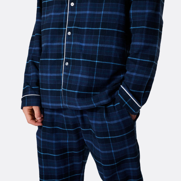 Blauwe Flanellen Kerstpyjama Heren