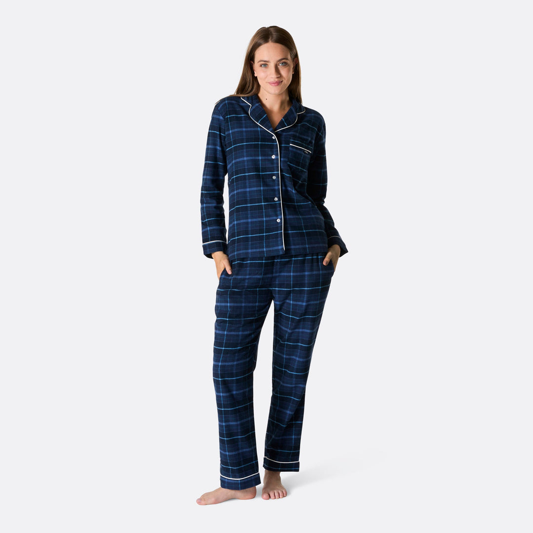 Blauwe Flanellen Kerstpyjama's Gezin