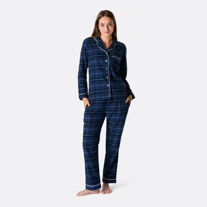 Blauwe Flanellen Kerstpyjama&