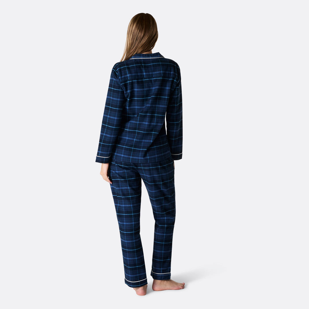 Blauwe Flanellen Kerstpyjama Dames