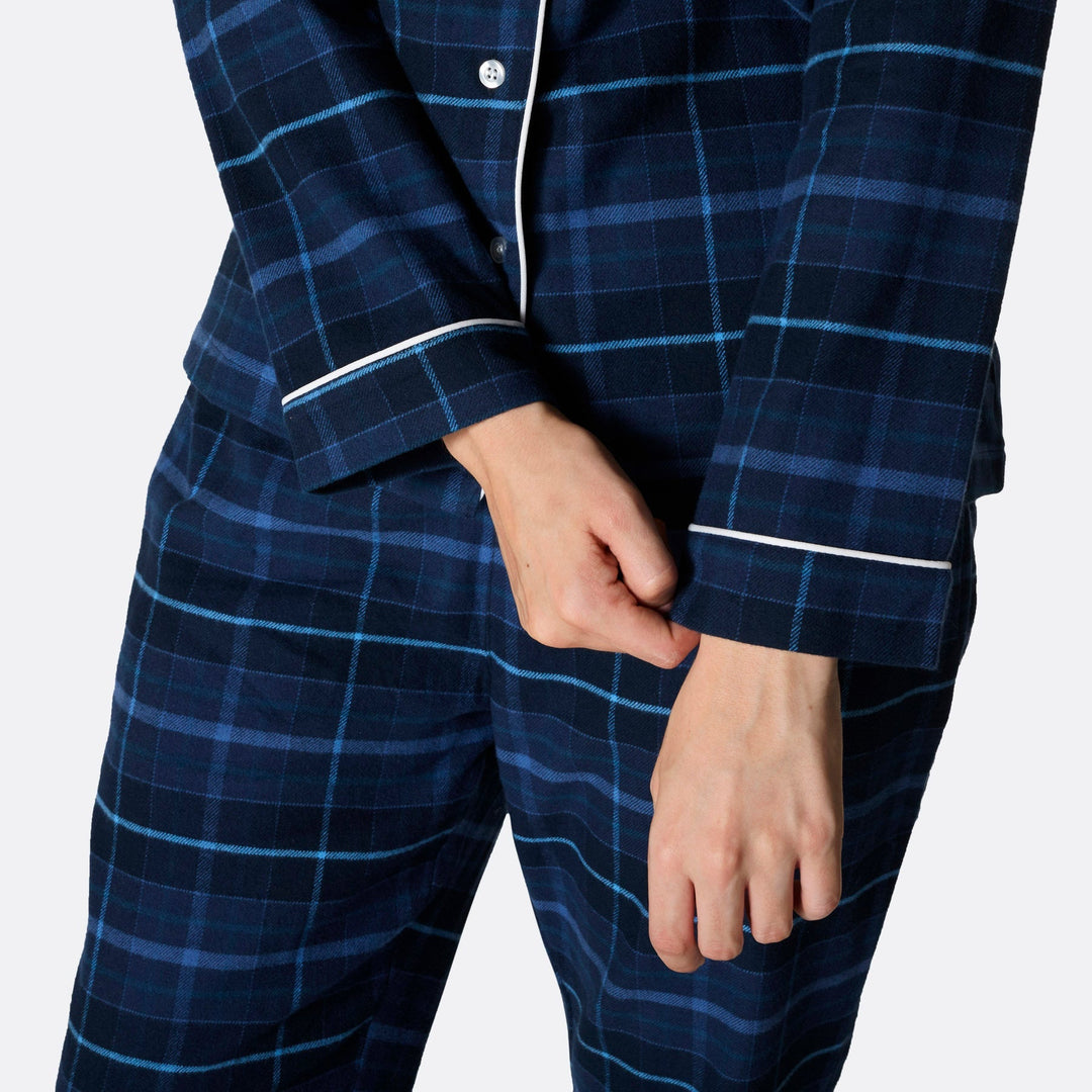 Blauwe Flanellen Kerstpyjama's Gezin