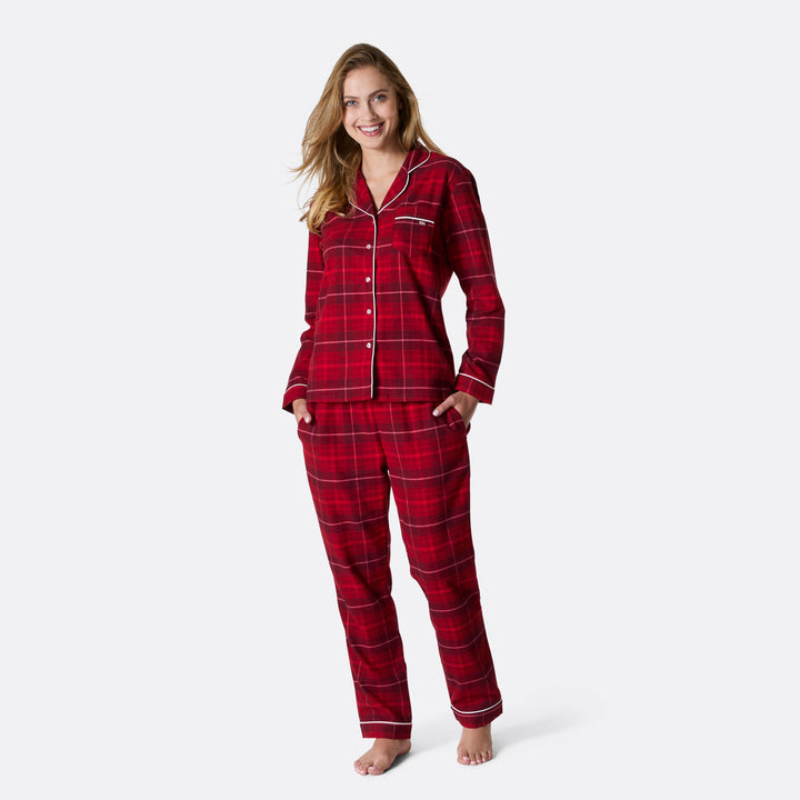 Rode Flanellen Kerstpyjama Dames