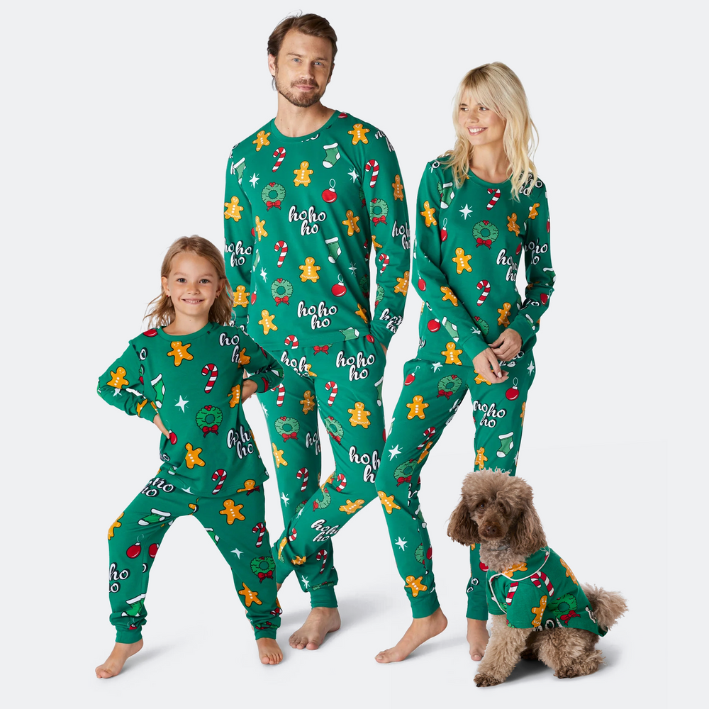 Groene Hohoho Kerstpyjama's Gezin