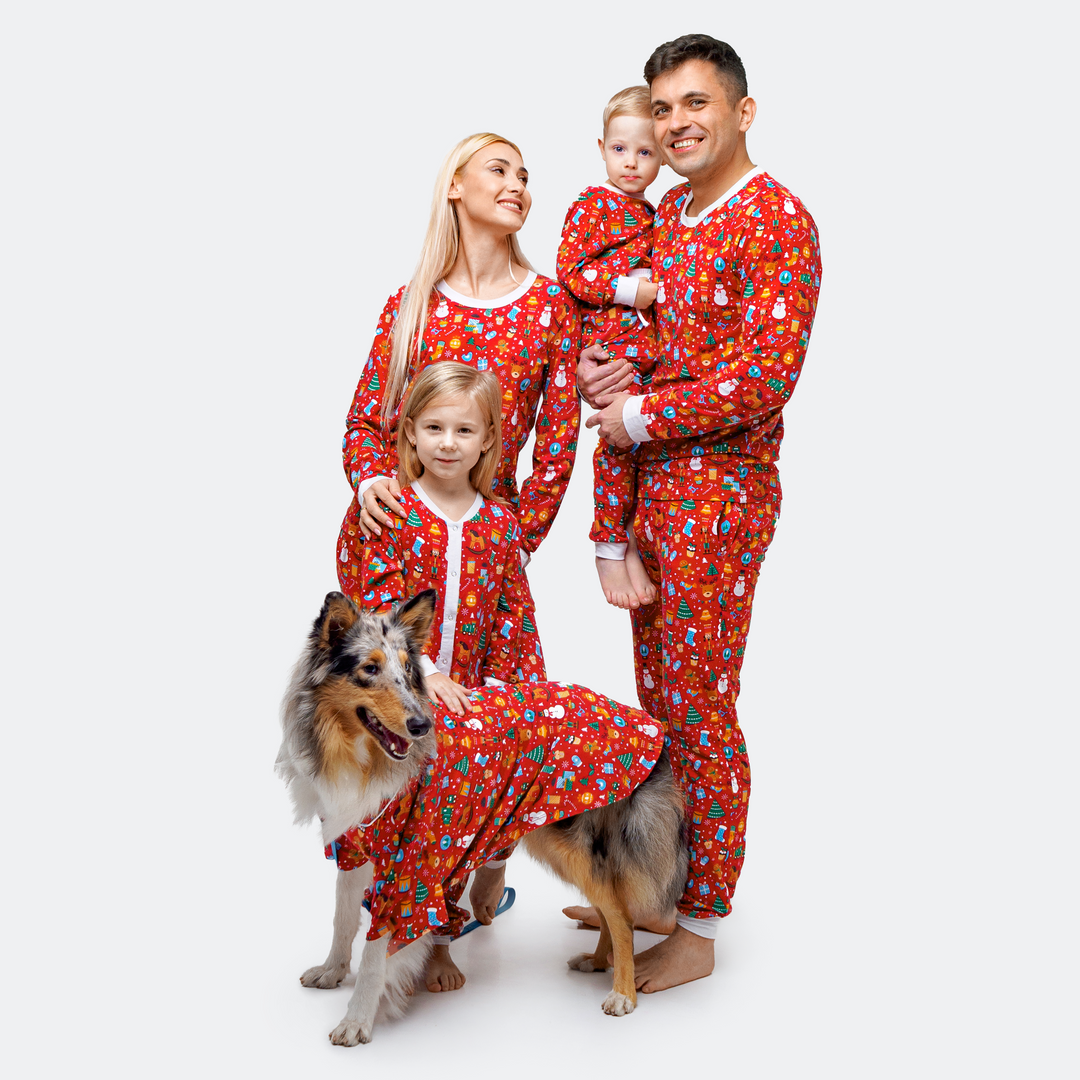 Matchende Kerstpyjama's Voor Gezin - Kerstdroom Rood