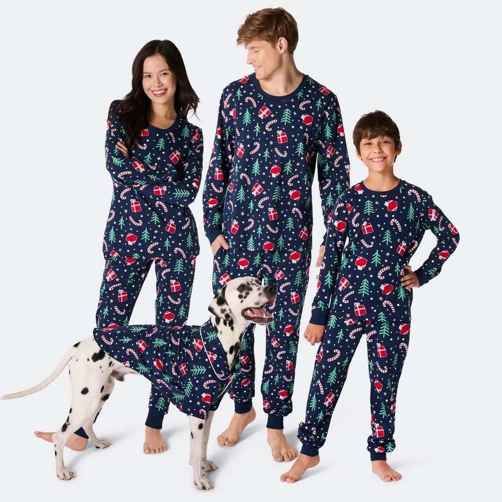 Blauwe Kerstpatroon Kerstpyjama's Gezin