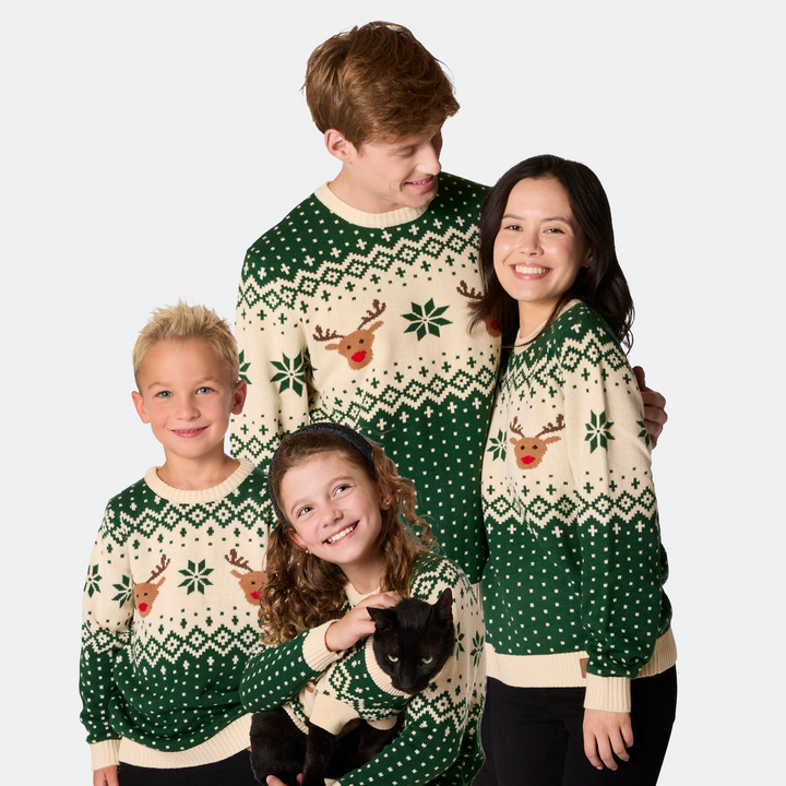 Groene Retro Rendier Kersttrui&