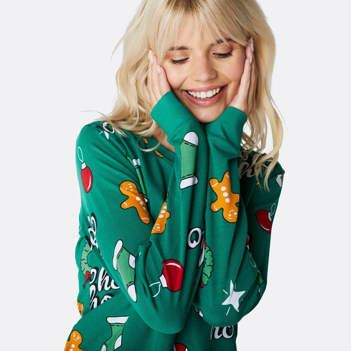 Groene Hohoho Kerstpyjama's Gezin