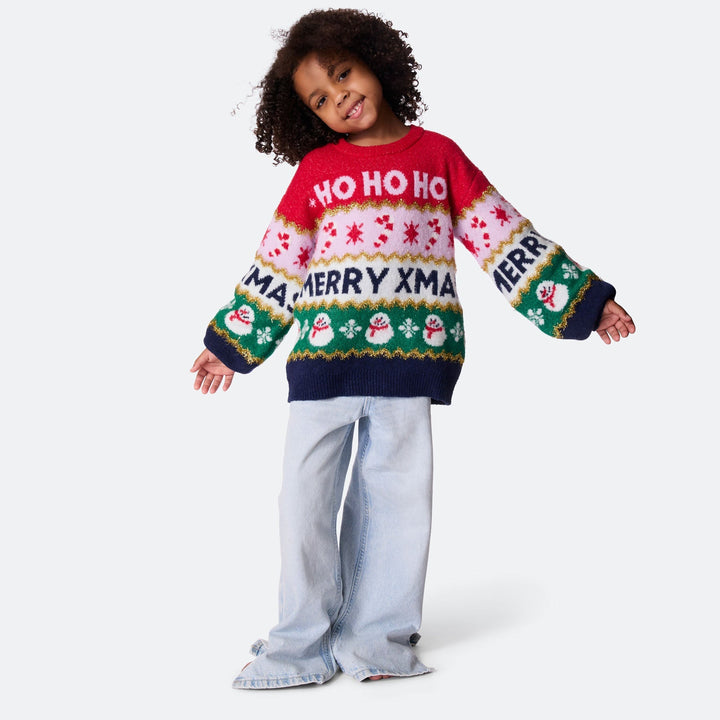 Kerststrepen Oversized Kersttrui voor Kinderen