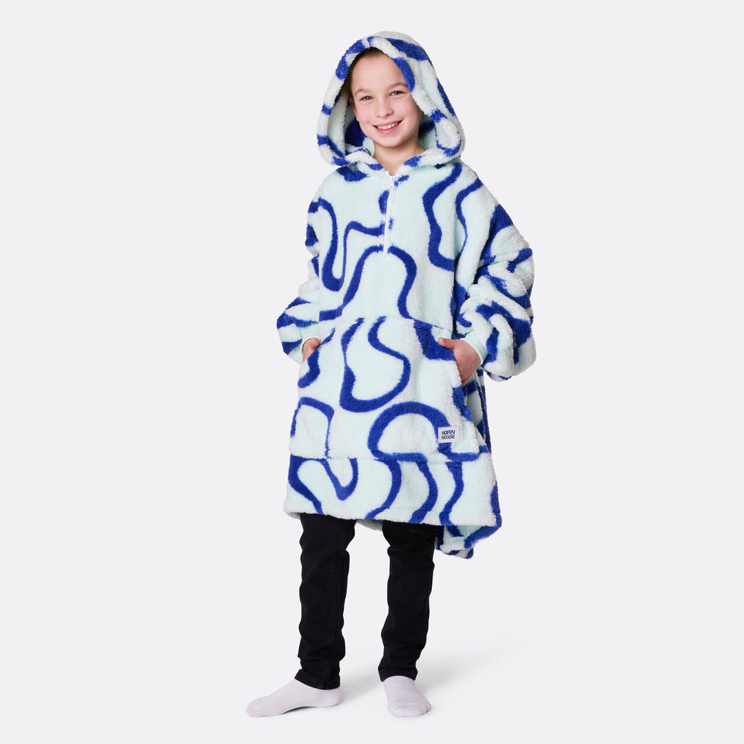 Blauwe Golven Teddy HappyHoodie voor Kinderen