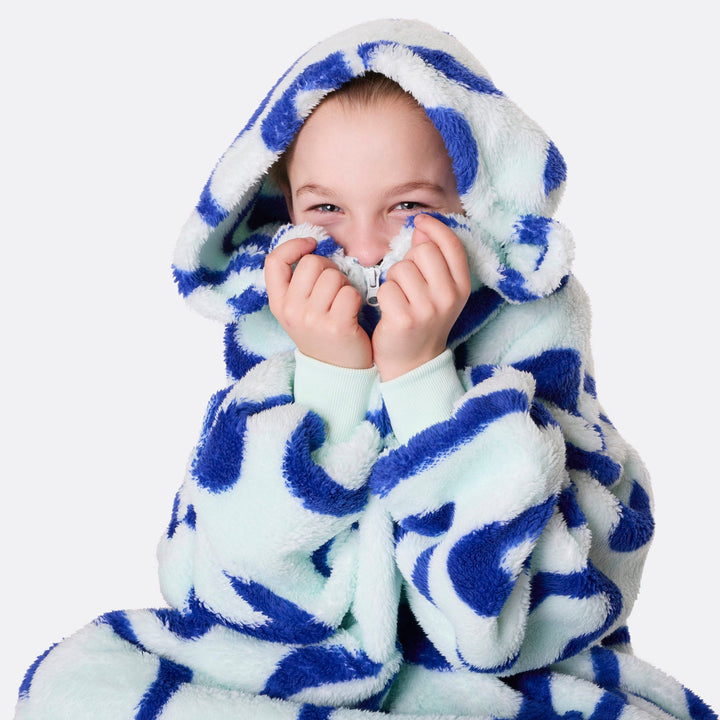 Blauwe Golven Teddy HappyHoodie voor Kinderen