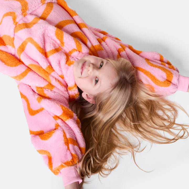 Roze Golven Teddy HappyHoodie voor Kinderen