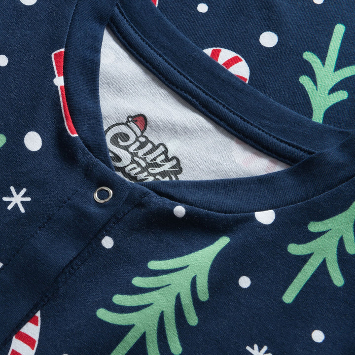 Blauwe Kerstpatroon Overall Kerstpyjama voor Kinderen