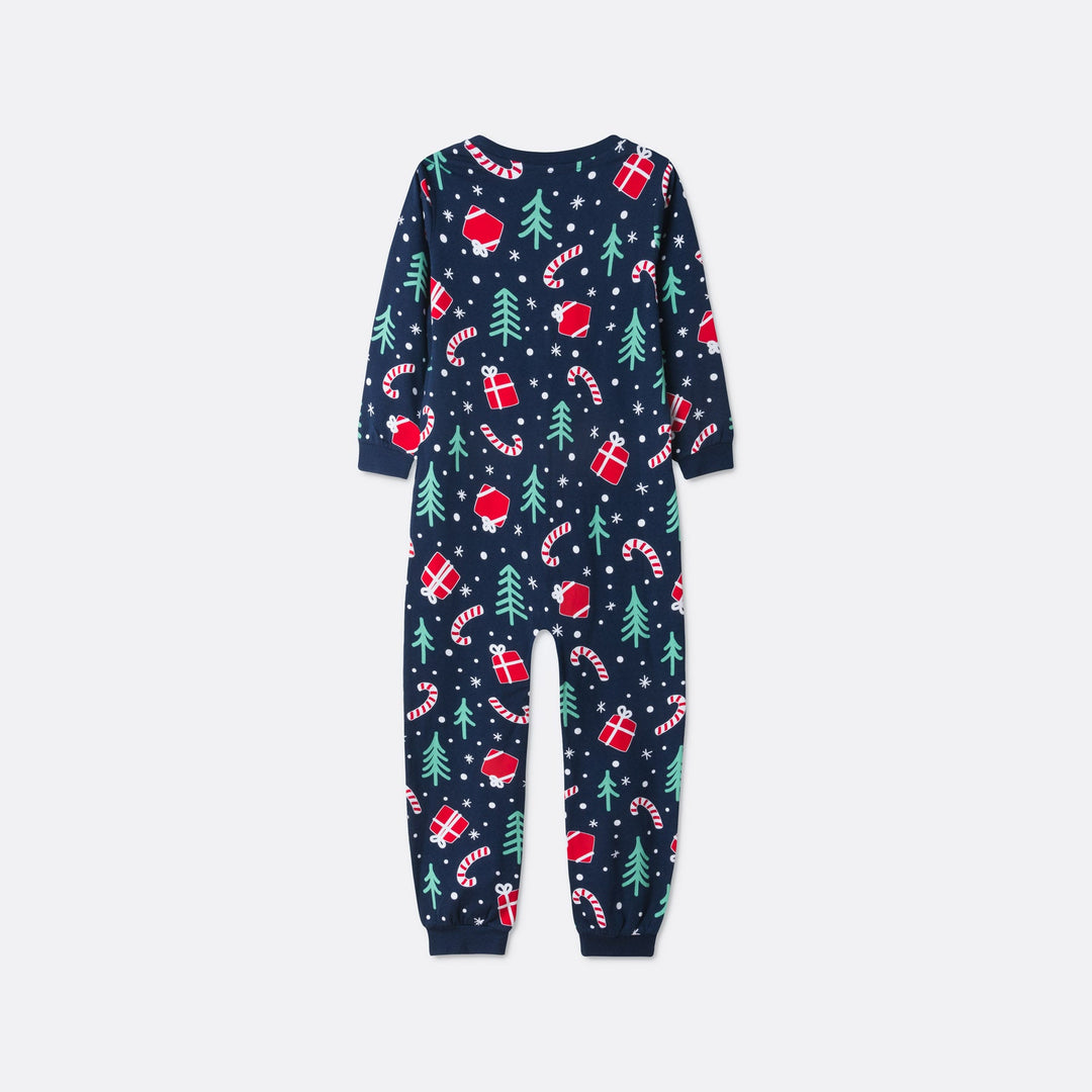 Blauwe Kerstpatroon Overall Kerstpyjama voor Kinderen