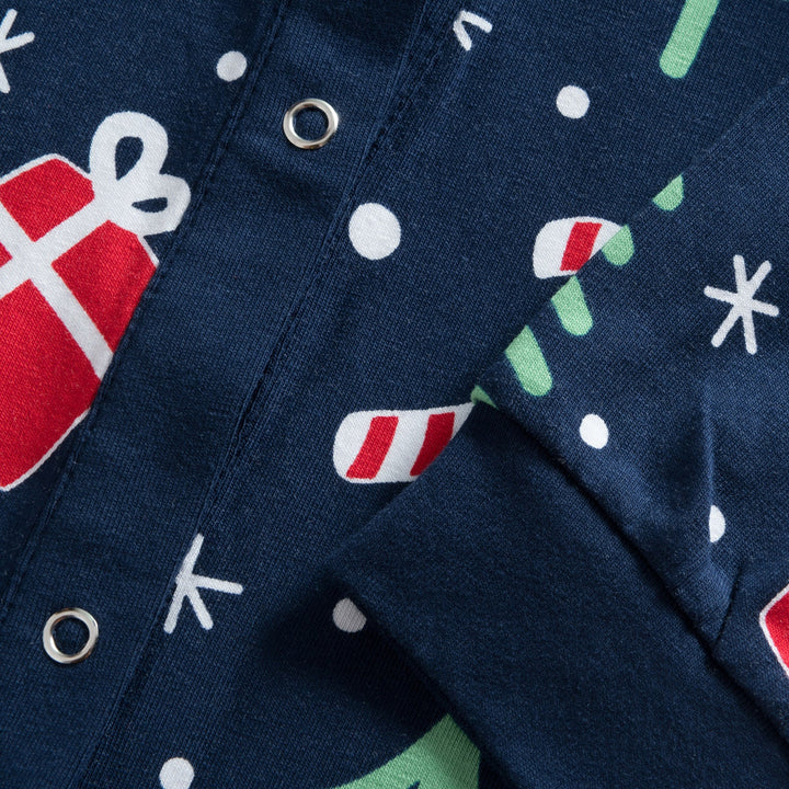 Blauwe Kerstpatroon Overall Kerstpyjama voor Kinderen