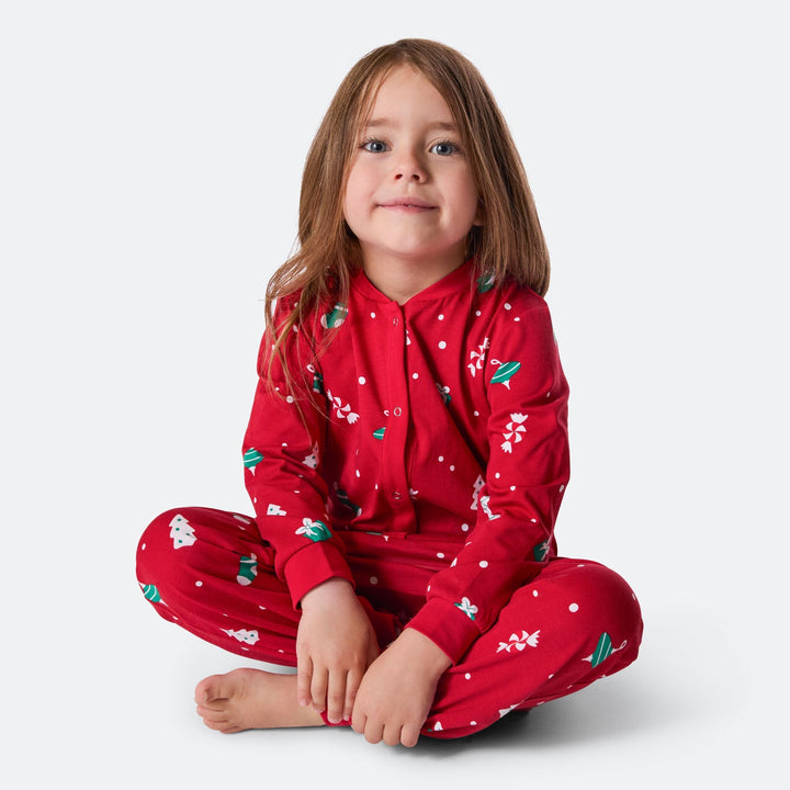 Rode Kerstversiering Overall Kerstpyjama voor Kinderen