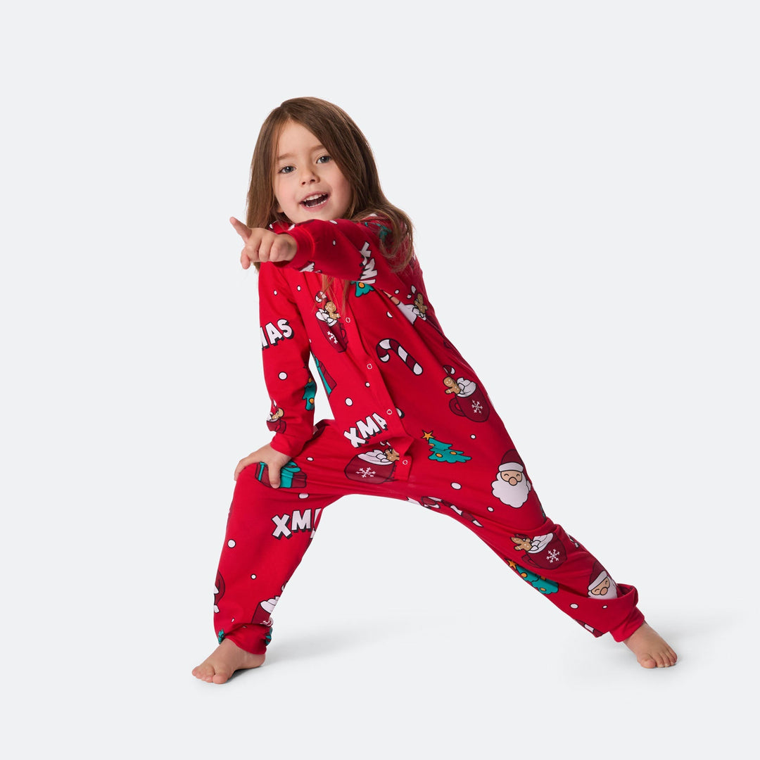 Rode Xmas Overall Kerstpyjama voor Kinderen