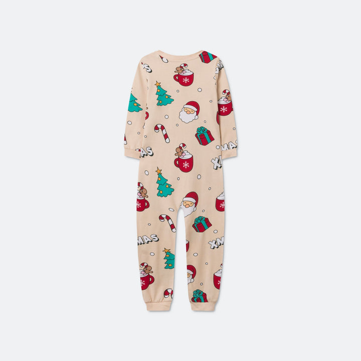 Beige Xmas Overall Kerstpyjama voor Kinderen