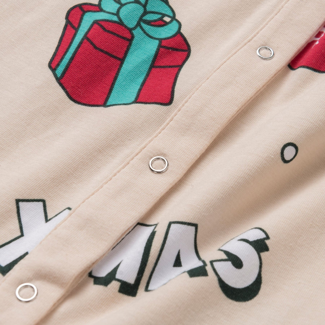 Beige Xmas Overall Kerstpyjama voor Kinderen