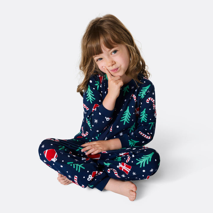 Blauwe Kerstpatroon Overall Kerstpyjama voor Kinderen