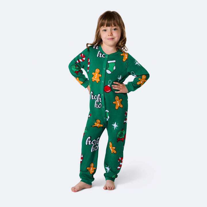 Groene Hohoho Overall Kerstpyjama voor Kinderen