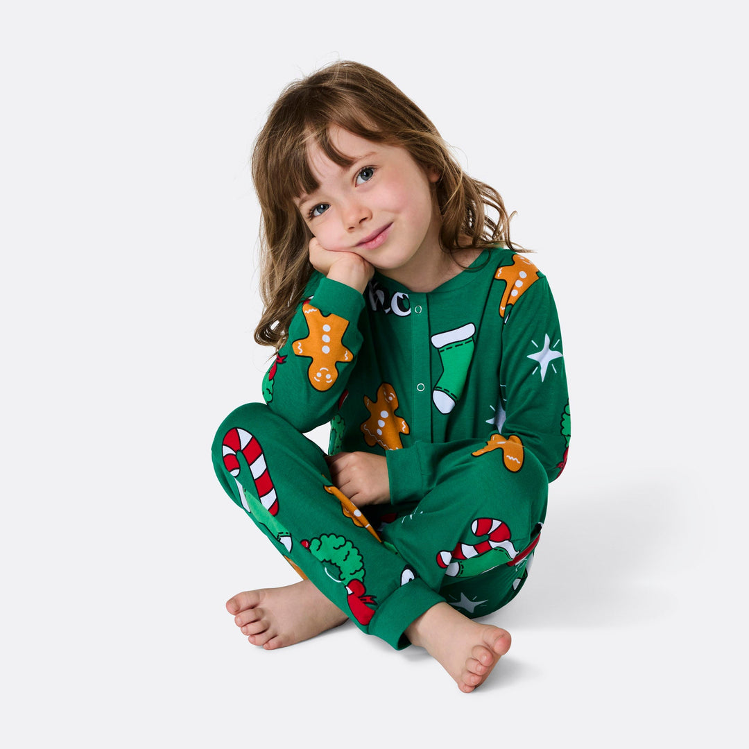 Groene Hohoho Overall Kerstpyjama voor Kinderen