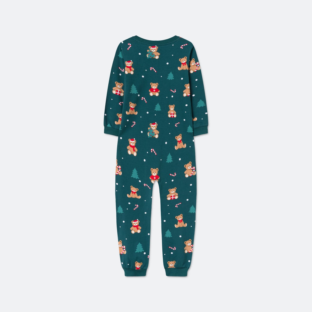 Groene Teddybeer Overall Kerstpyjama voor Kinderen