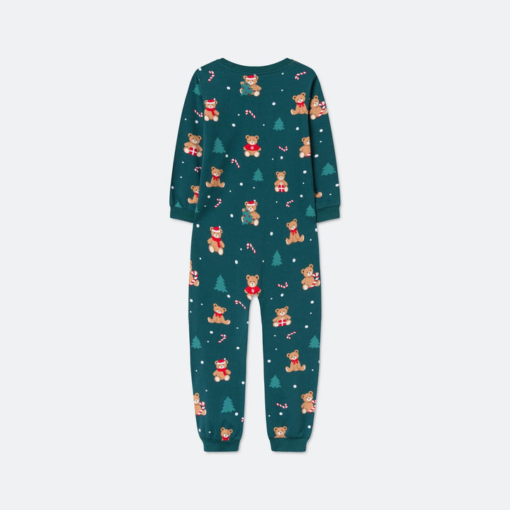 Groene Teddybeer Overall Kerstpyjama voor Kinderen