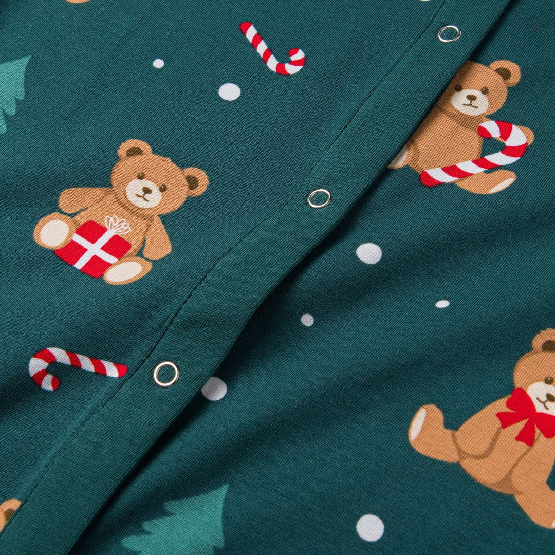 Groene Teddybeer Overall Kerstpyjama voor Kinderen