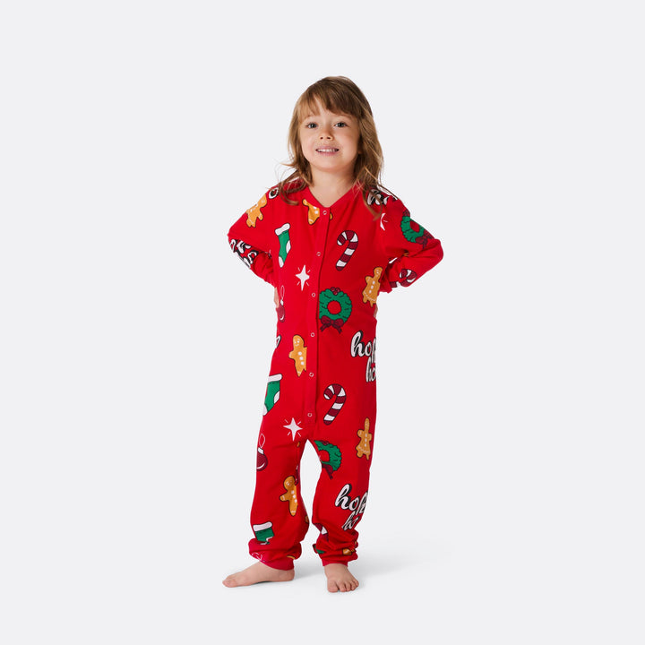 Rode Hohoho Overall Kerstpyjama voor Kinderen