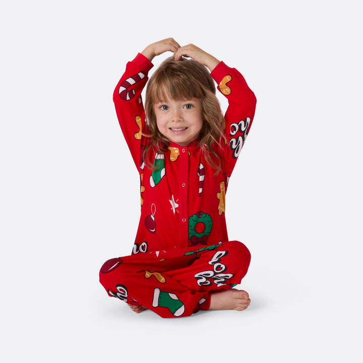 Rode Hohoho Overall Kerstpyjama voor Kinderen