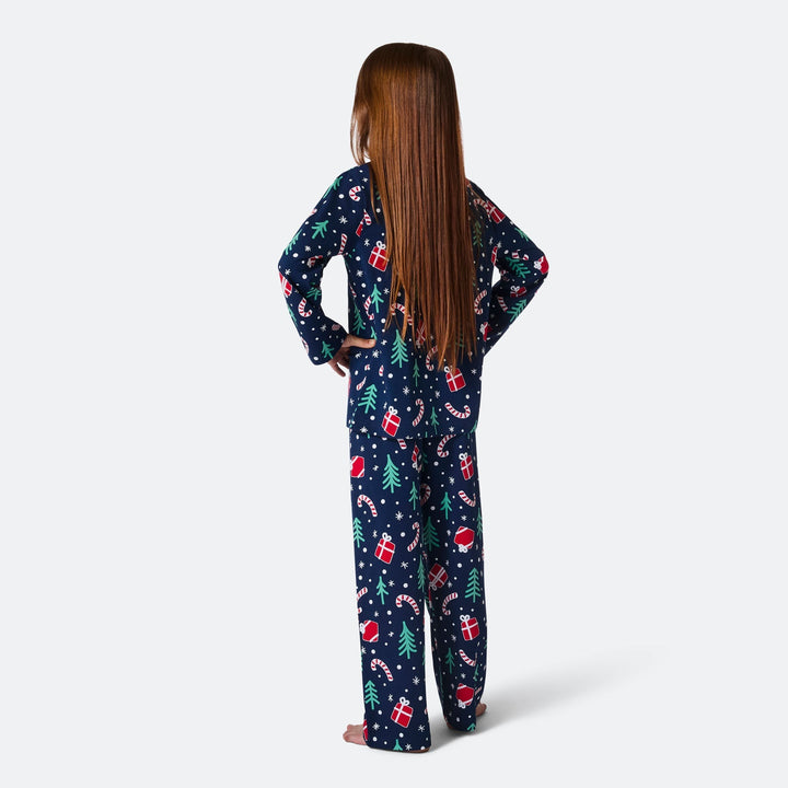 Blauwe Kerstpatroon Kerstpyjama voor Kinderen