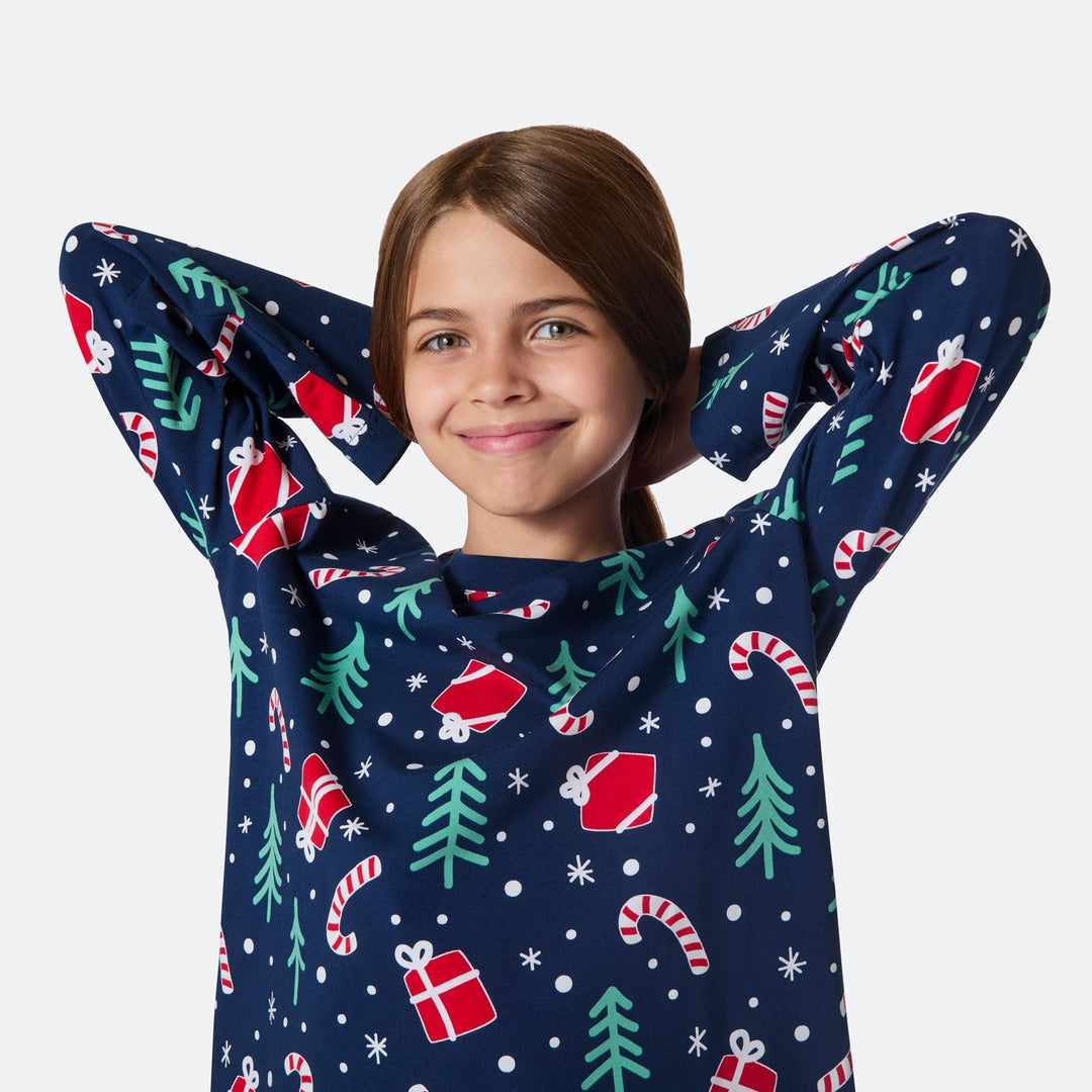 Blauwe Kerstpatroon Kerstpyjama voor Kinderen