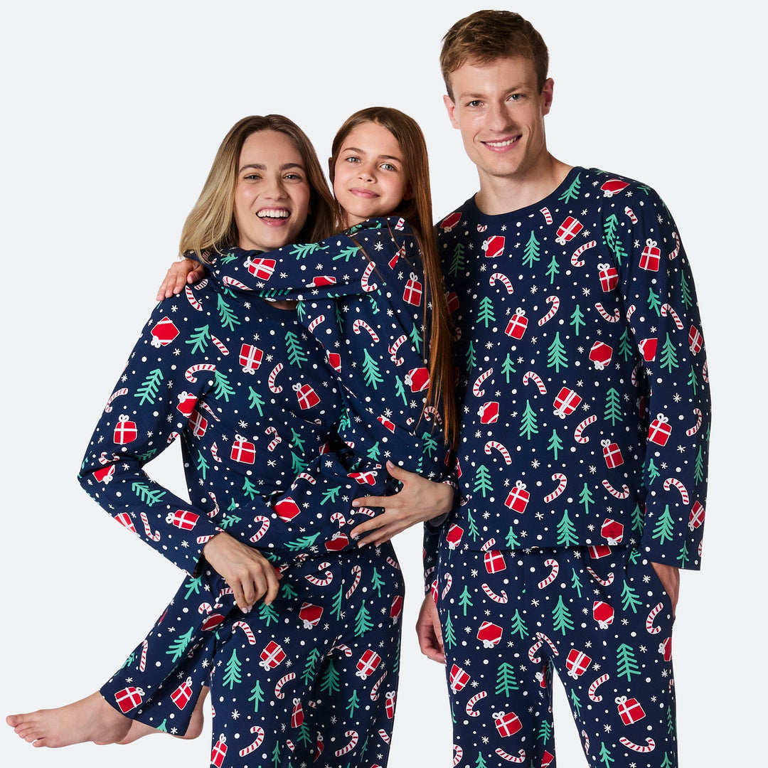 Blauwe Kerstpatroon Kerstpyjama's Gezin