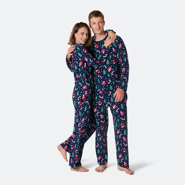 Blauwe Kerstpatroon Kerstpyjama Heren